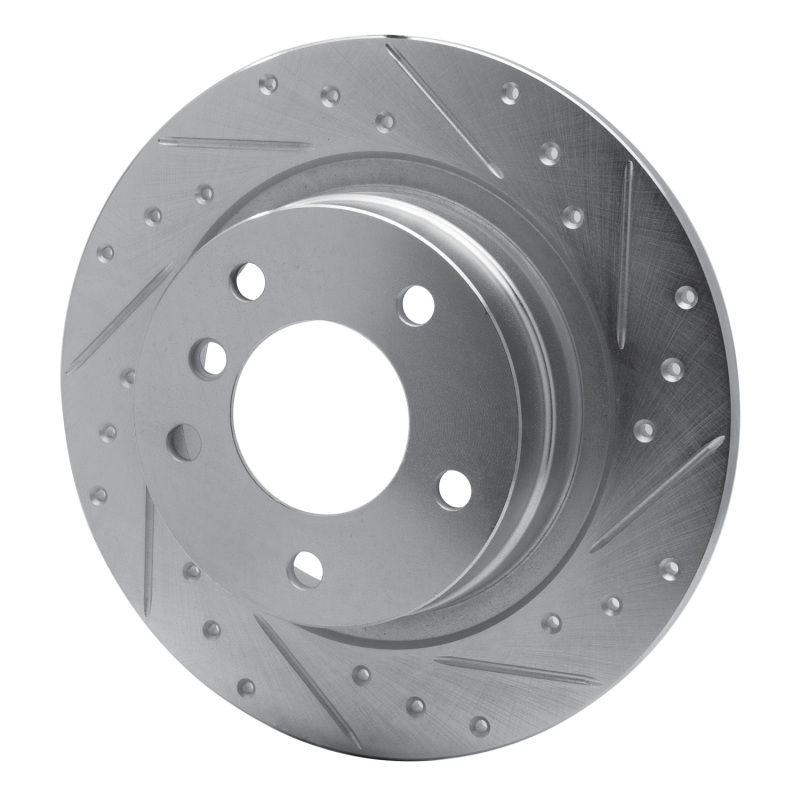 BMW 120i Brake Rotor (1) - Rear Right - R1 Concepts - Drilled & Slotted - Silver - `05-`12